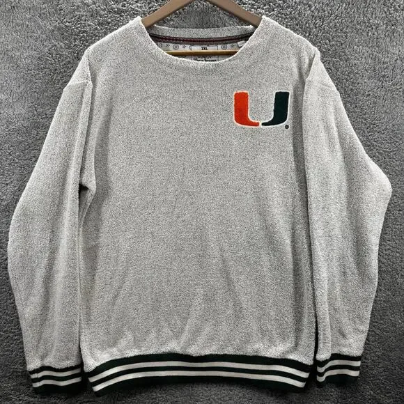 Miami Hurricanes Three Square Sweatshirt Mens 2XL Gray Logo Pullover Crewneck - Picture 2 of 11